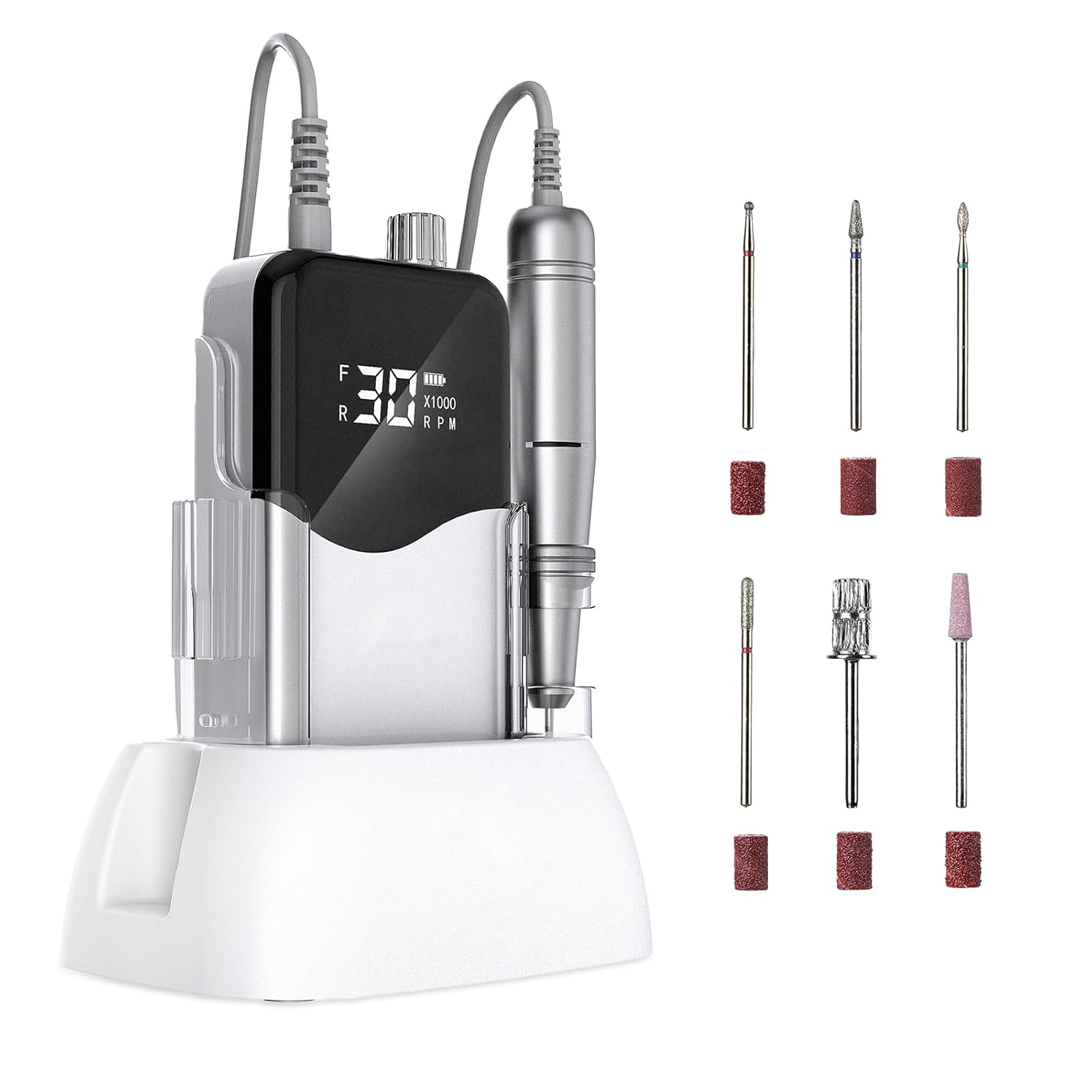 CIVPOWER Nail Drill Professional: 35000RPM Electric Nail File – Portable Rechargeable LED Display Nail Tool Kit- Manicure Pedicure Salon Home DIY