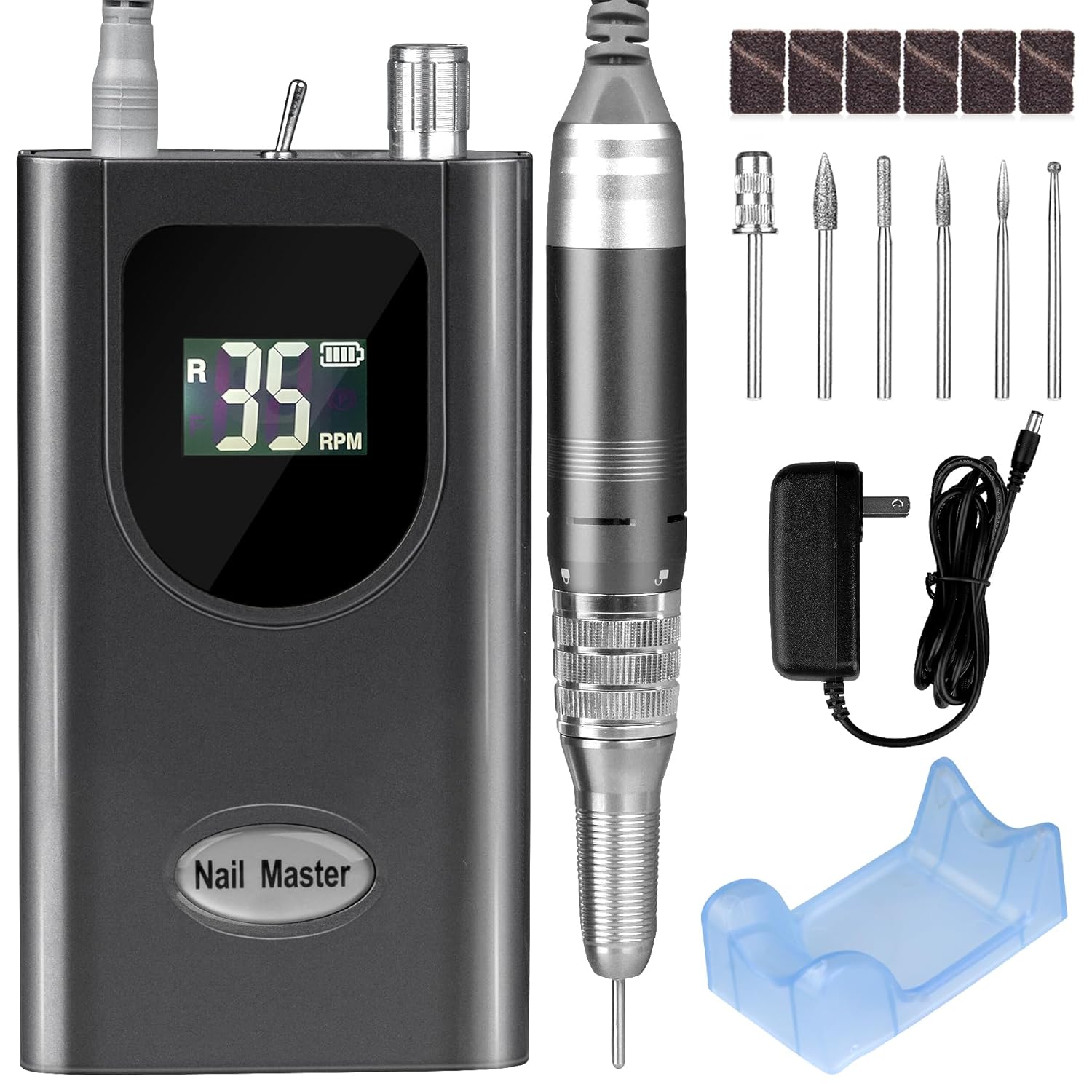 Professional Nail Drill Machine, HoMove 35000RPM Portable Nail Drill, Rechargeable Efile Nail Drill, Low Heat Electric Nail File for Acrylic Gel Nails