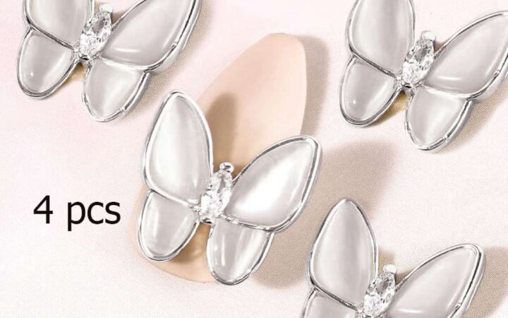 Detailed 3D Butterfly Nail Charms — 4-Piece Design Review