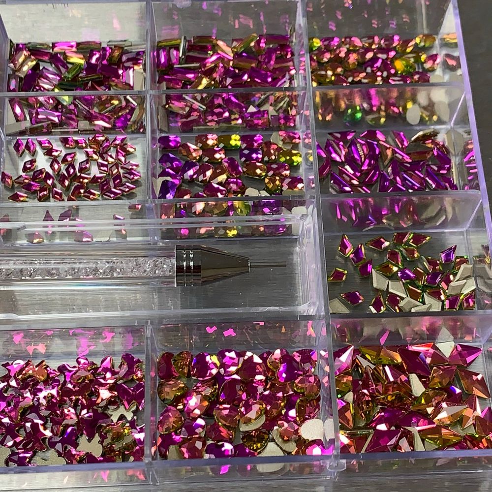 Amethyst rhinestones assorted shapes in box - 4