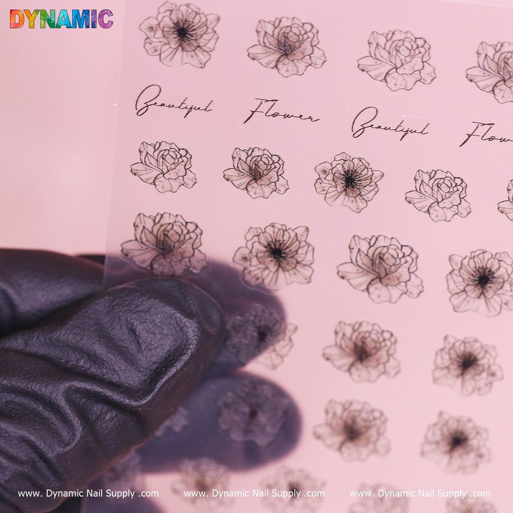 black crystal flower nail sticker - 2