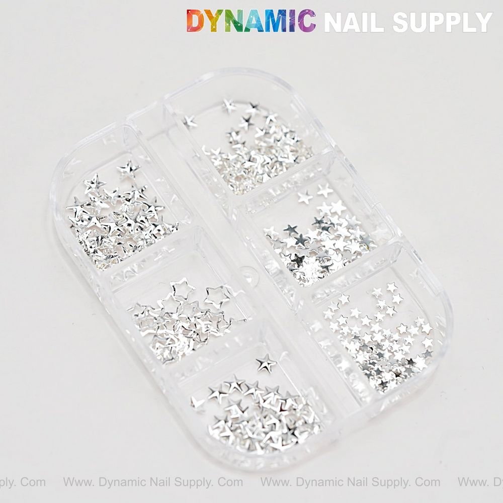 silver star nail charms - 2