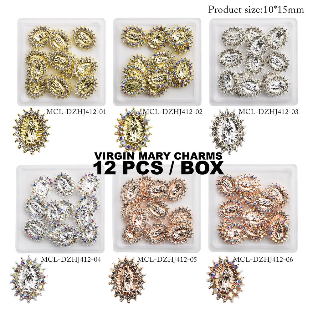 Virgin Mary Nail Charms — Small 12‑Piece Accent Set